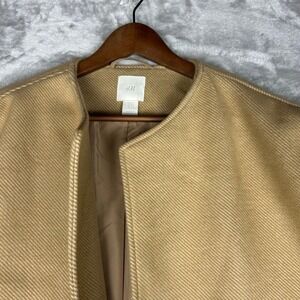 H&M Wool Blend Open Front Jacket Coat Oversized Pockets Women's XL Extra Large